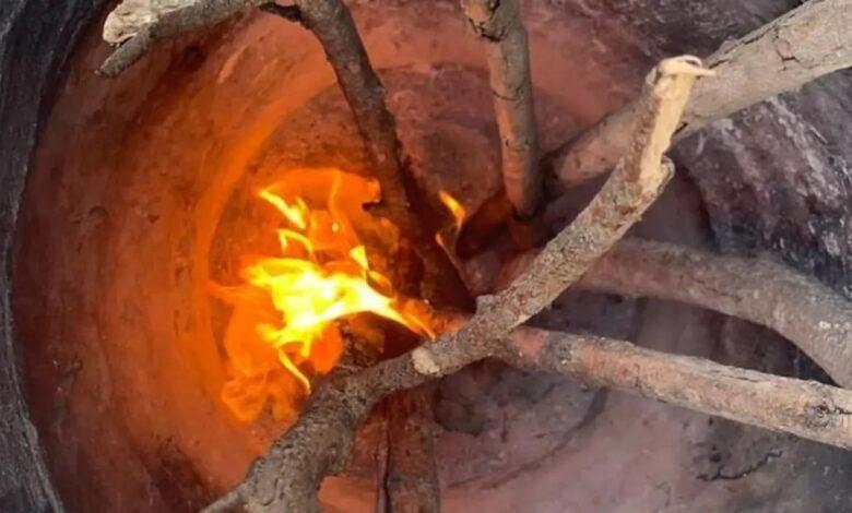 امرأة تقتل زوجها وقطعت جثته ووضعها في الفرن 1 فرن من الحطب